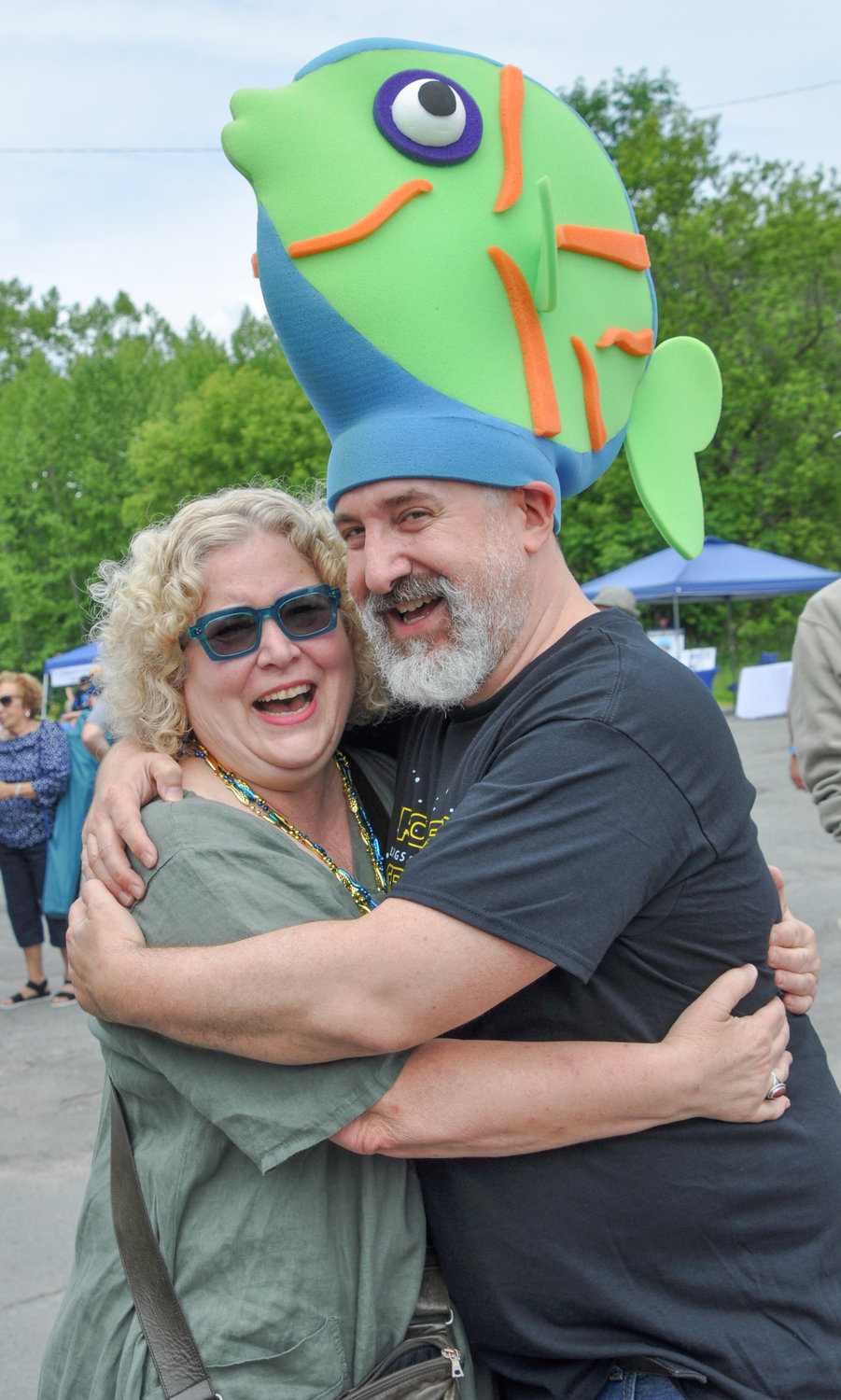 WJFF Radio's "Hostess with the Mostess" (Sabrina Artell from "Trailer Talk") and local author Wayne Hoffman ("The End of Her") were thrilled to run into each other at the Livingston Manor Trout Parade last weekend.